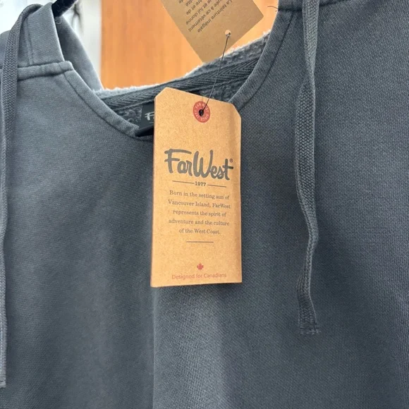 NWT FarWest Charcoal Grey Specialty Dye Pullover Hoodie Size L - Picture 6 of 6